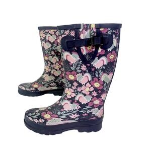 Western Chief Shabby Chick Rubber Rain Boots Women's 8 Waterproof Floral Tall